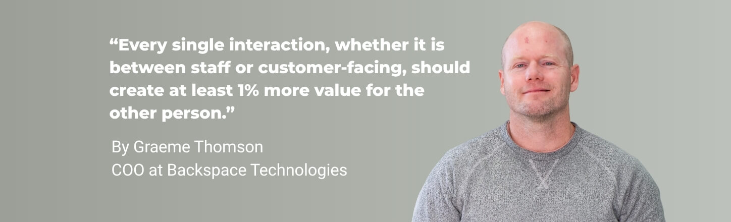 Graeme Thomson alongside his statement about creating more value in every interaction